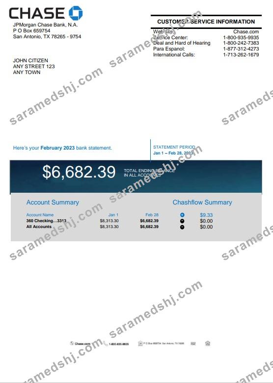 USA Chase bank statement Word and PDF template, version 2